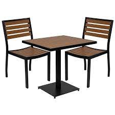 Outdoor Faux Teak Table With 2 Chair