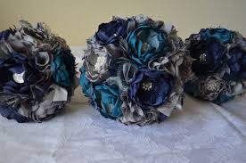 It is a beautiful adornment. Navy Grey And Dark Teal Bridal Bouquet By Thevintagecabbgerose Fabric Bouquet Navy Wedding Bouquet Teal Wedding