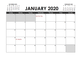 Printable 2020 Excel Calendar Templates Calendarlabs