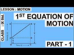 First Equation Of Motion For Class 9