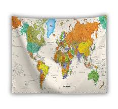 Hippie Boho Map Tapestry Wall Hanging