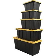Read large clear storage bins or find other post and pictures about storage bins. 12 Gal Storage Tough Tote In Black Yellow Storage Storage Organization Storage Bin