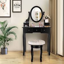 black makeup table vanity table set