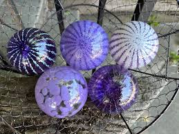 Purple Glass Floats Set Of 5 Hand Blown