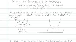focus and directrix of a parabola