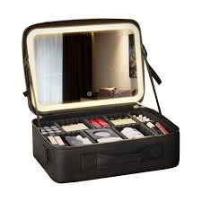 led travel makeup train case