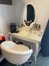 white ikea makeup vanity in