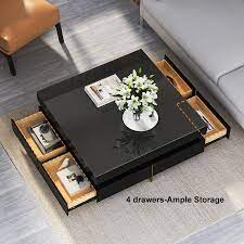 Black Modern Square Coffee Table