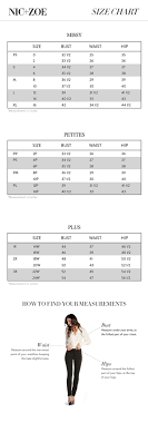 Nic Zoe Regular Petite And Plus Size Chart Via Nicandzoe