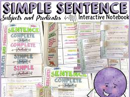 Simple Sentence Subjects And Predicates Interactive Notebook