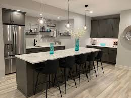 modern gray kitchen design with vinyl