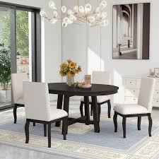 5 piece espresso farmhouse dining table