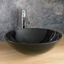 Round Black Glass Countertop Cloakroom