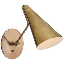 Clemente Antique Brass Cone Shade Wall