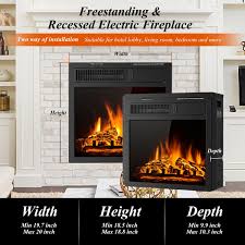 18 Electric Fireplace Insert Freestanding And Recessed Heater Log Flame Remote
