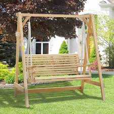Outsunny 2seater Larch Wood Swing Chair
