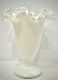 Vintage White Fenton Milk Glass Vase