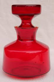 Mod Vintage Ruby Red Glass Ship S