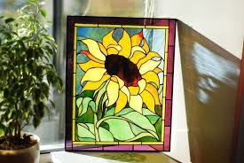 Stained Glass Panel Yellow Sunflower