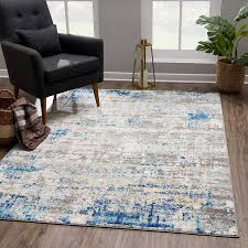 modern gray blue area rug