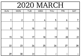 March 2020 Calendar With Holidays Us Uk Canada Australia