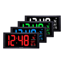 Acurite Led Clock With Indoor Temperature Black Red 14 5