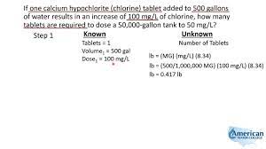 water treatment math chlorine tablets