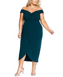 Trendy Plus Size Off The Shoulder Faux Wrap Dress