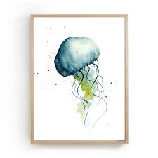Jellyfish Wall Art Watercolor Painting