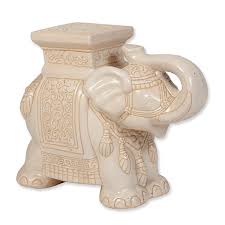 Ceramic Elephant Garden Stools Pair