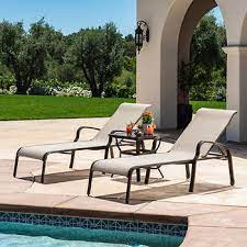 Product titlewalnew 3 pcs patio furniture outdoor patio lounge chair adjustable folding lawn poolside chaise lounge chair pe rattan patio seating with folding table and beige cushion. Outdoor Patio Chaise Lounges Daybeds Costco