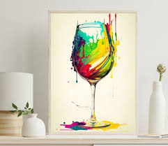 Kitchen Wall Decor Wine Glass Art Wine