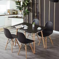 Find modern dining chairs as dashing as the table itself. Retro Dining Table And Chairs 4 Set Wooden Legs Room Kitchen Lounge Chair Black Ebay