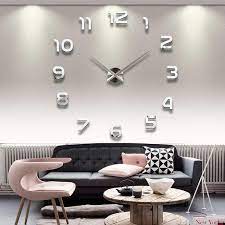 New Diy 3d Acrylic Mirror Home Decoration Large Wall Clock Watch Quartz