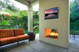 Two Sided Fireplace Tropical Patio