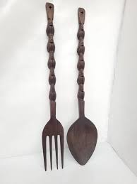 Vintage Tiki Oversized Fork Spoon Wall