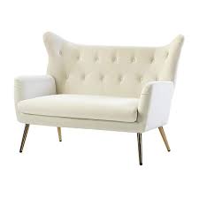 Tufted Wingback Ivory Loveseat