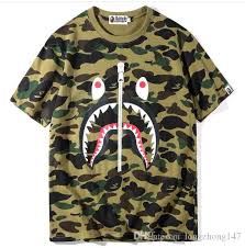 Hot Mans Womens Lovers Clothes T Shirt Pullover Cotton Casual Print Camo Shark Tees Camouflage Blue Green Purple Short Sleeve Loose Shirts T Shirt