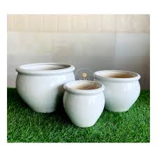 white ceramic pots set for indoor size