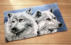 latch hook kit rug wolves vervaco