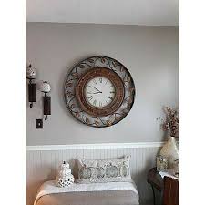 Large Rustic Round Wall Clock Scrolled