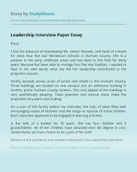 Be able to provide site appartiennent à leurs propriétaires respectifs. Leadership Interview Paper Free Essay Example