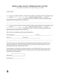 maryland termination lease letter form