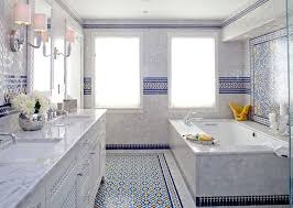 The room brings crafty moroccan lamps and skilfully carved wood elements together. Blue Moroccan Mosaic Tile Bathroom In Cape Cod