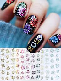 3pcs nail art stickers shiny fireworks