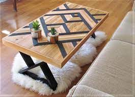Coffee Table Wood Chevron Geometric