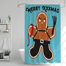 merry xmas gingerbread shower curtain