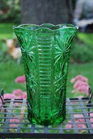Tall Blooms Large Green Glass Vase