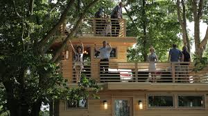 Leave the everyday world behind and come stay in the trees with us. Treehouse Masters Frank Lloyd Wright Inspired Treehouse