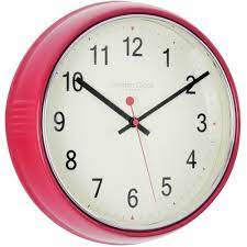 Retro Red Metal Cased Wall Clock With